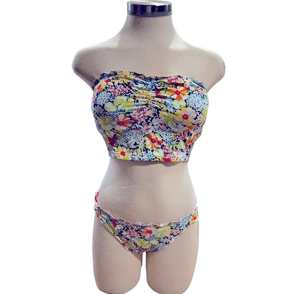 POLO RALPH LAUREN Ruffle Bandeau Bikini Set Size S NWT
